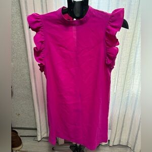 fab'rik Fuchsia Dress with Ruffle Sleeves